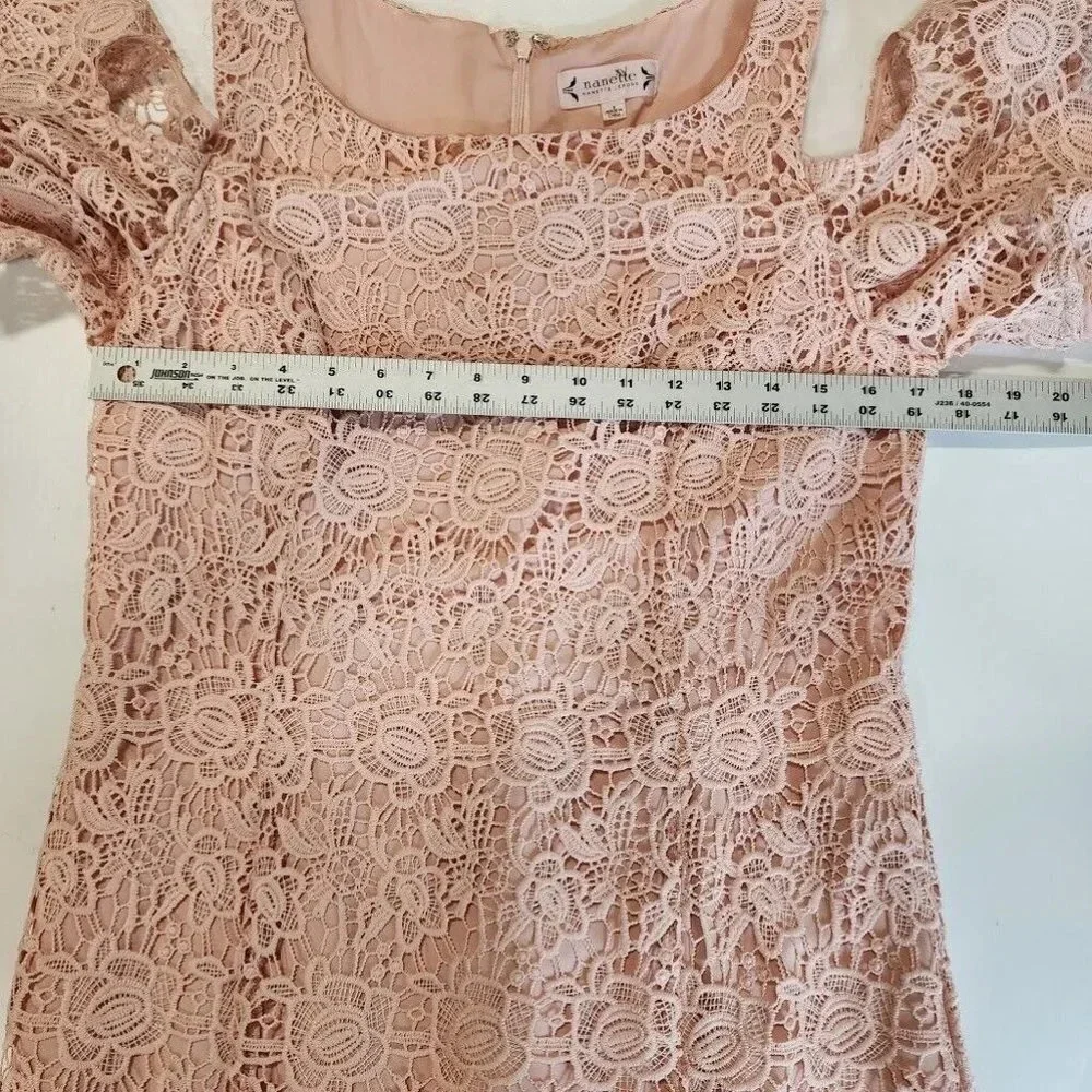Nanette Lepore Women's Flutter Cold Shoulder‎ Lace Sheath Casual Dress Size 8